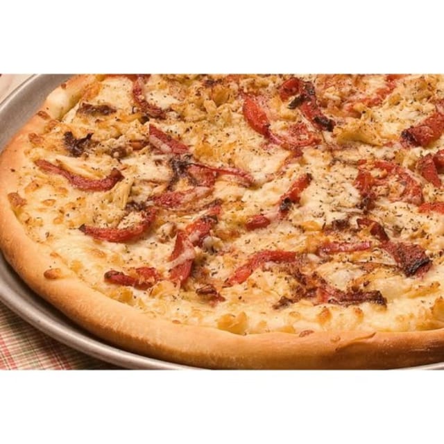 Chicken & Asiago Pizza & 1/2 & 1/2 Pizza.