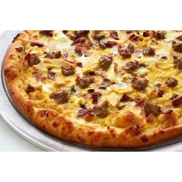 Breakfast Meat Lovers Pizza.